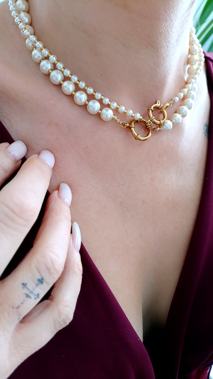 Collier en perles femme, collier perles nacrées femme, collier de créateur, bijoux fantaisie rodez, créateur de bijoux rodez, bijoux rodez, bijoux artisanal rodez, bijoux pas cher rodez