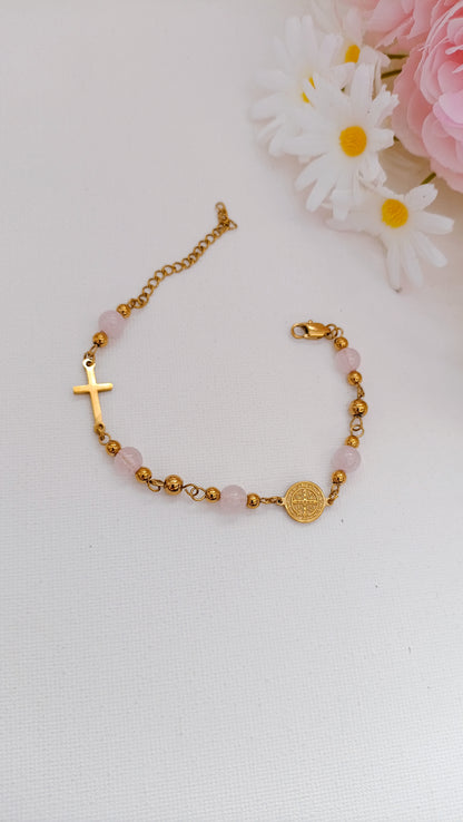 Bracelet Confiance / Acier inoxydable, quartz rose