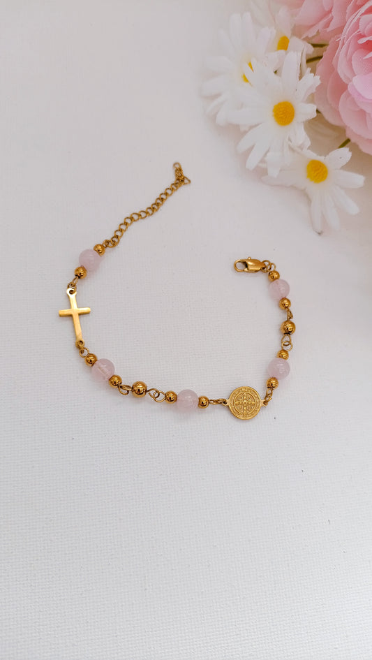 Bracelet Confiance / Acier inoxydable, quartz rose