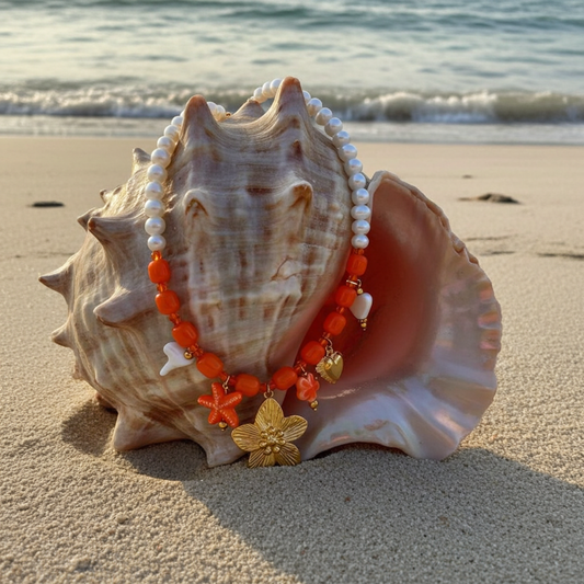site de bijoux français, collier à breloques en perles oranges, collier à charms orange, collier à pendentifs oranges, collier en perles et breloques oranges pas cher, site de colliers à breloques pas cher, site de collier à charms pas cher, collier femme en perles oranges et breloques, collier femme printemps été 2026, collier été 2026 pas chers, site de bijoux femme en acier français âs chers, site de bijoux acier pas chers