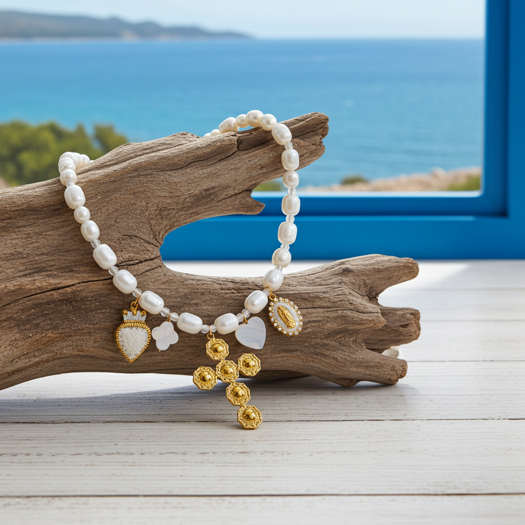 site de bijoux français, collier à breloques blanc, collier à charms blanc, collier à pendentifs blancs, collier en perles et breloques blanc pas cher, site de colliers à breloques pas cher, site de collier à charms pas cher, collier femme en perles blanches et breloques, collier femme printemps été 2026, collier à grosses perles blanches et breloques