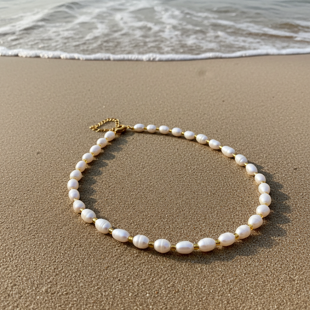 Collier Perles d'eau douce / Créations en perles d'eau douce, perles de verre Acier inoxydable