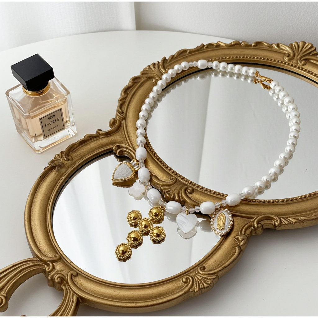 site de bijoux français, collier à breloques blanc, collier à charms blanc, collier à pendentifs blancs, collier en perles et breloques blanc pas cher, site de colliers à breloques pas cher, site de collier à charms pas cher, collier femme en perles blanches et breloques, collier femme printemps été 2026, collier à grosses perles blanches et breloques