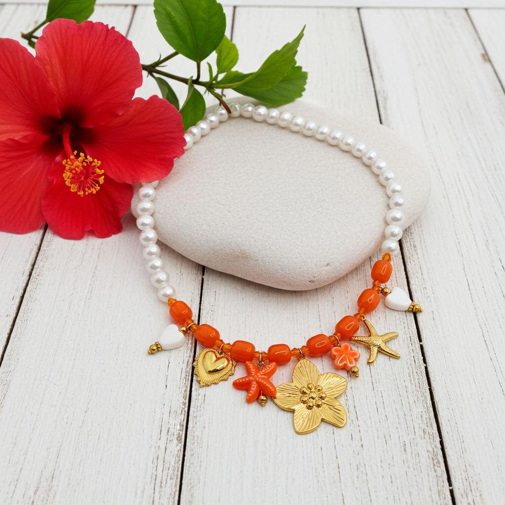 site de bijoux français, collier à breloques en perles oranges, collier à charms orange, collier à pendentifs oranges, collier en perles et breloques oranges pas cher, site de colliers à breloques pas cher, site de collier à charms pas cher, collier femme en perles oranges et breloques, collier femme printemps été 2026, collier été 2026 pas chers, site de bijoux femme en acier français âs chers, site de bijoux acier pas chers