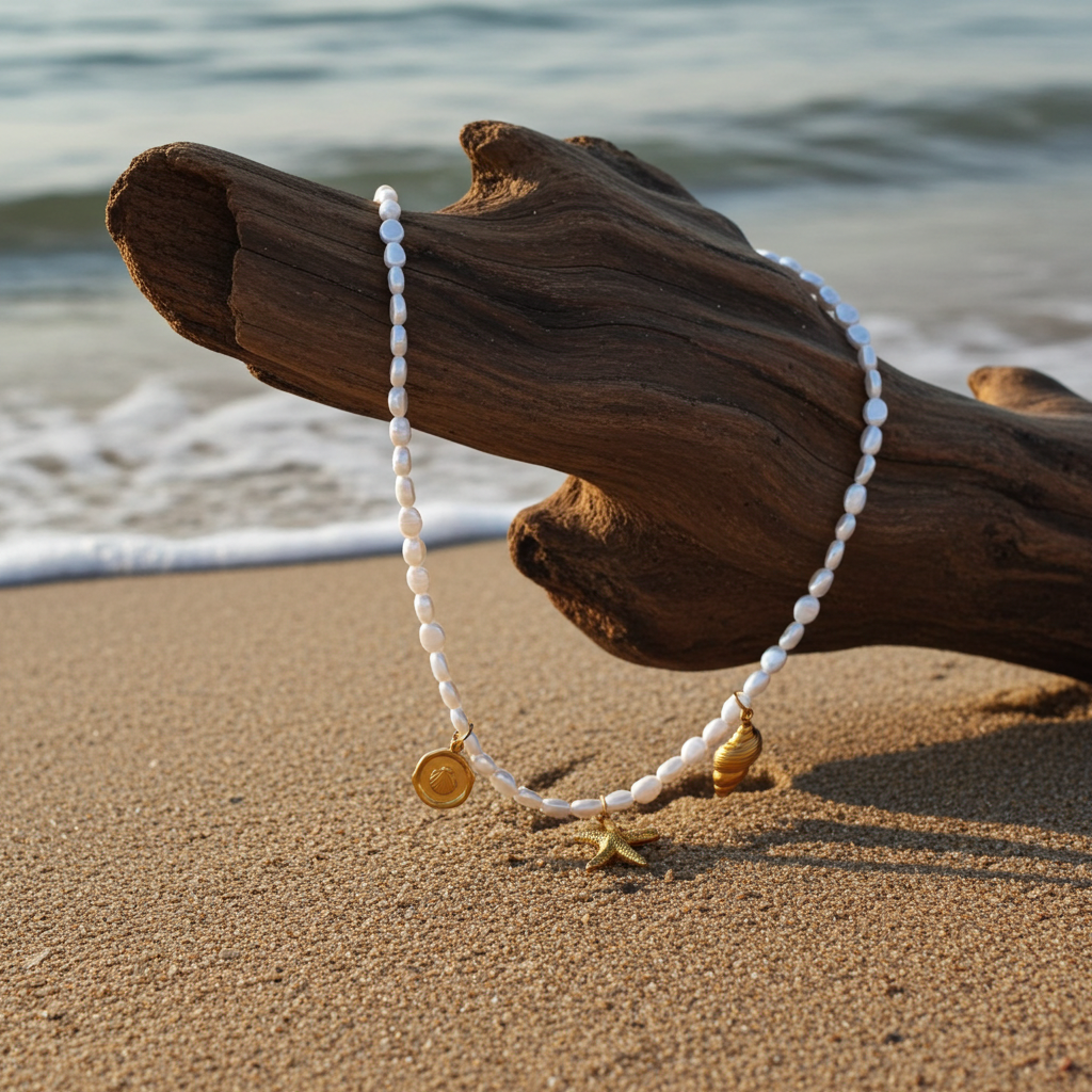 Collier femme en perles et pendentifs coquillage, collier femme coquillages pas cher, bijoux femme printemps été 2026 pas cher, bijoux femme printemps été 2026 originaux, collier femme pendentifs coquillage, collier femme en perles et pendentifs coquillages, collier femme en perles et charms coquillages