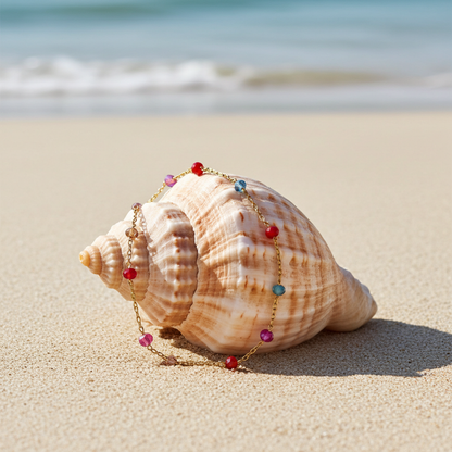 Collier Monoi bleu / Création Acier inoxydable, perles de verre