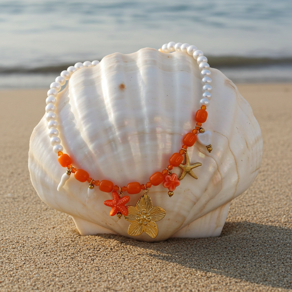 site de bijoux français, collier à breloques en perles oranges, collier à charms orange, collier à pendentifs oranges, collier en perles et breloques oranges pas cher, site de colliers à breloques pas cher, site de collier à charms pas cher, collier femme en perles oranges et breloques, collier femme printemps été 2026, collier été 2026 pas chers, site de bijoux femme en acier français âs chers, site de bijoux acier pas chers